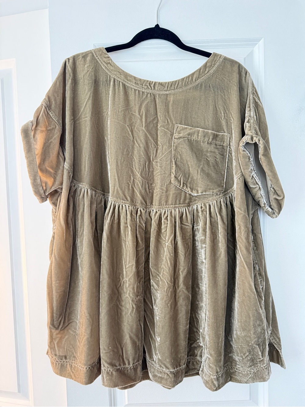 Free People Velvet Peplum Tunic - Taupe